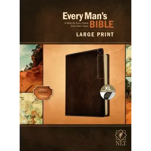 Every Man's Bible Nlt, Large Print, Deluxe Explorer Edition (Leatherlike, Rustic Brown, Indexed)