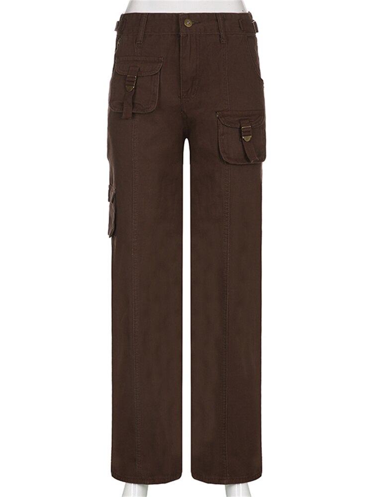 EtherealBe grunge streetwear straight leg pants - Low-Rise