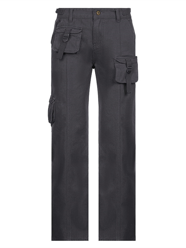 EtherealBe grunge streetwear straight leg pants - Low-Rise