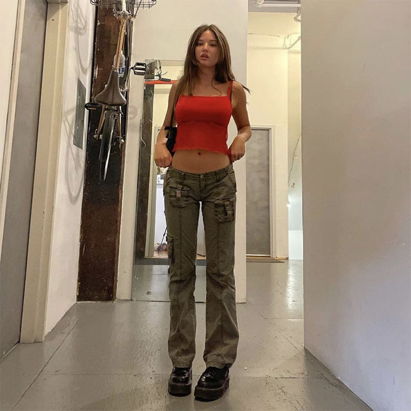 EtherealBe grunge streetwear straight leg pants - Low-Rise
