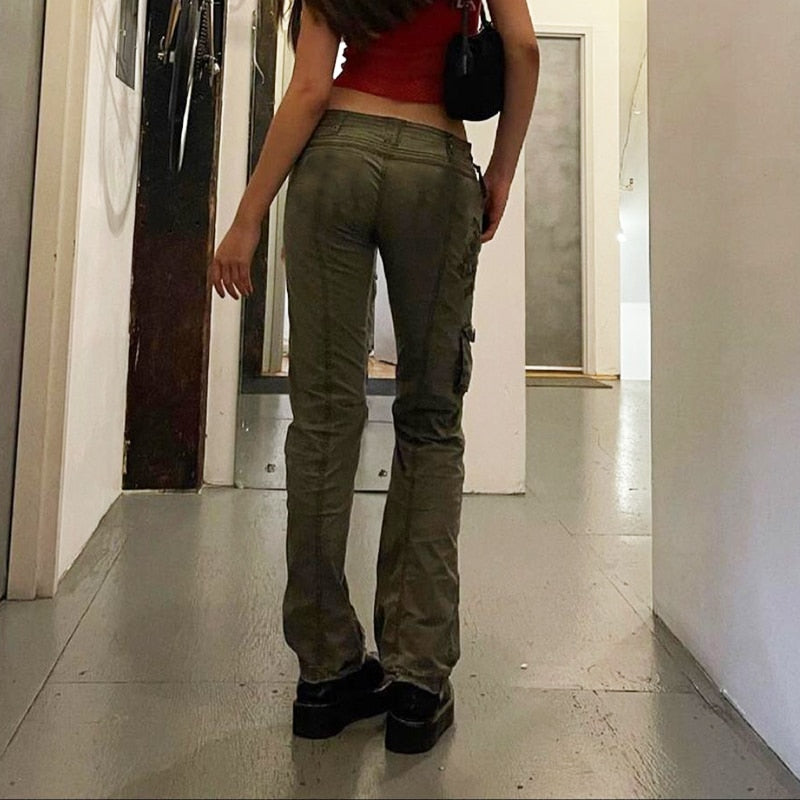 EtherealBe grunge streetwear straight leg pants - Low-Rise
