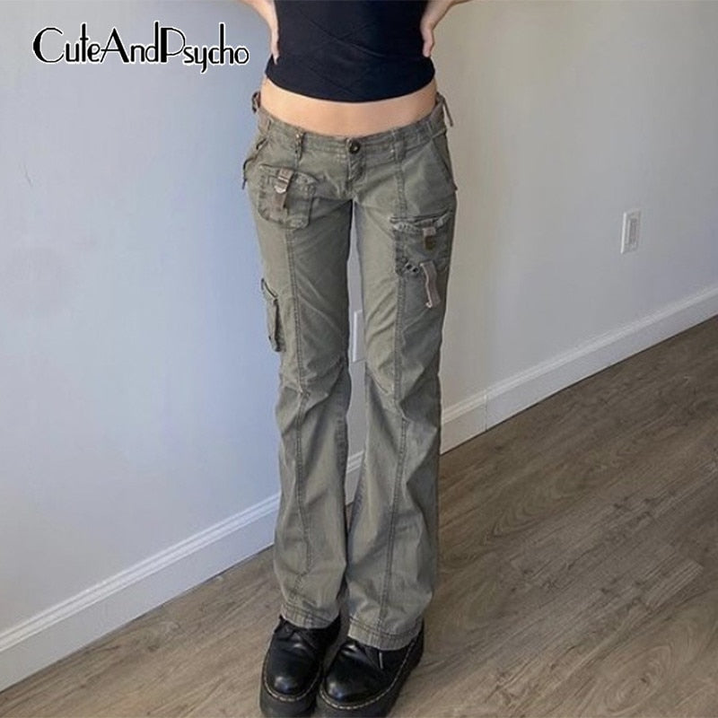 EtherealBe grunge streetwear straight leg pants - Low-Rise
