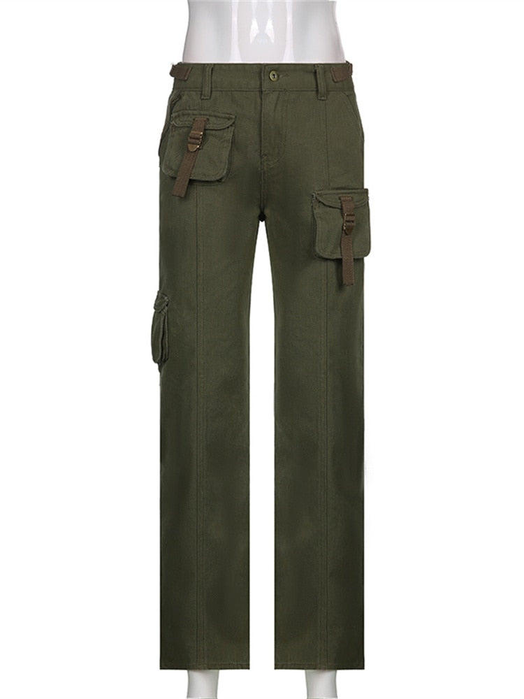 EtherealBe grunge streetwear straight leg pants - Low-Rise