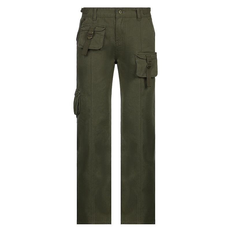 EtherealBe grunge streetwear straight leg pants - Low-Rise