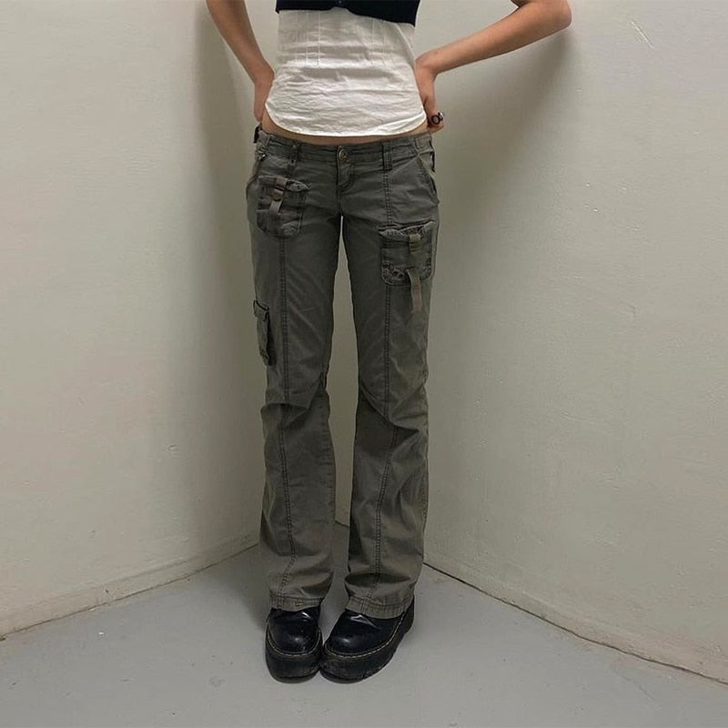 EtherealBe grunge streetwear straight leg pants - Low-Rise