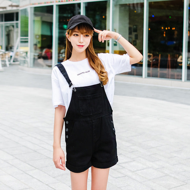 Casual Sports Double Shoulder Denim Overalls