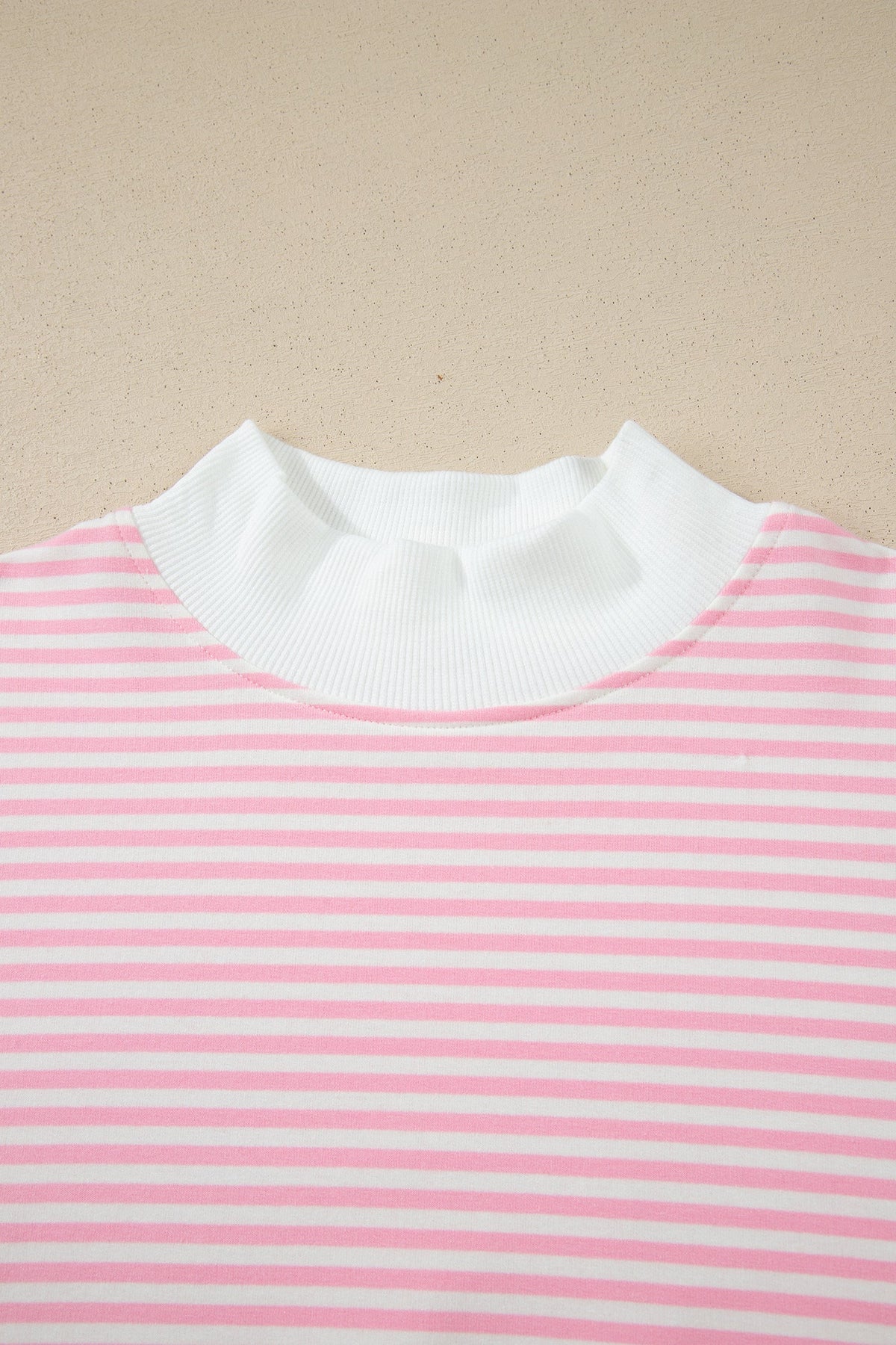Stripe Oversize Mock Neck Sweatshirt & Shorts Set
