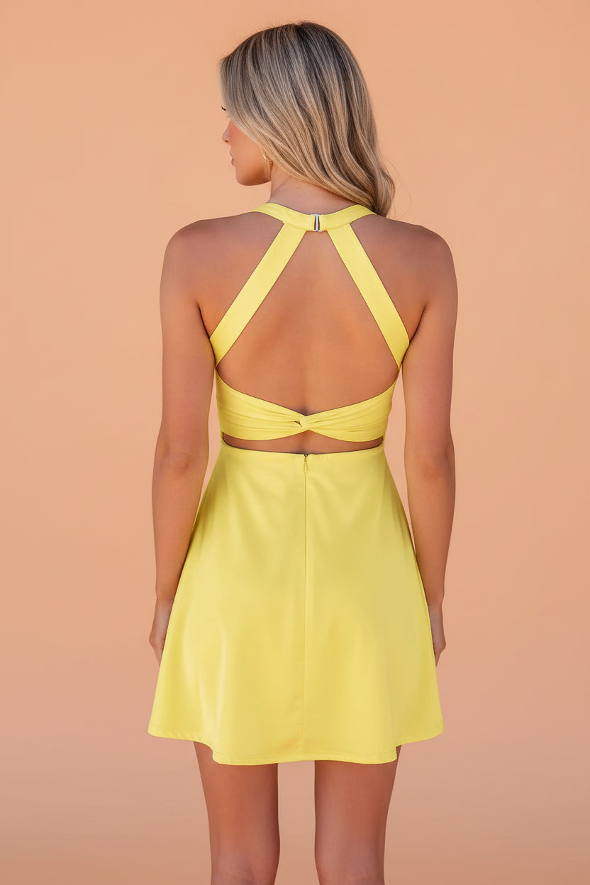 Solid Back Cutout Active Mini Dress
