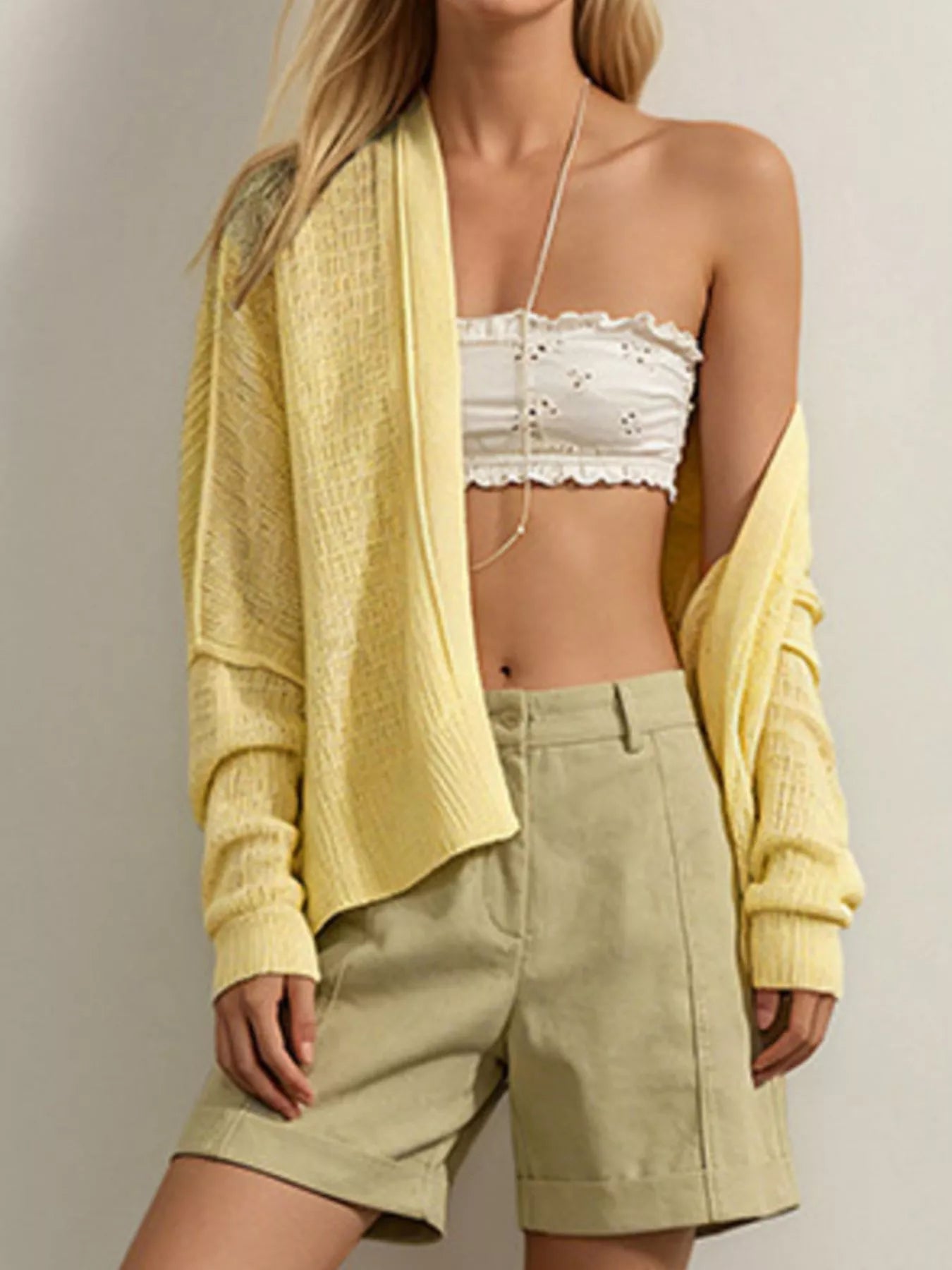 Open-Front Long Sleeve Knit Cardigan