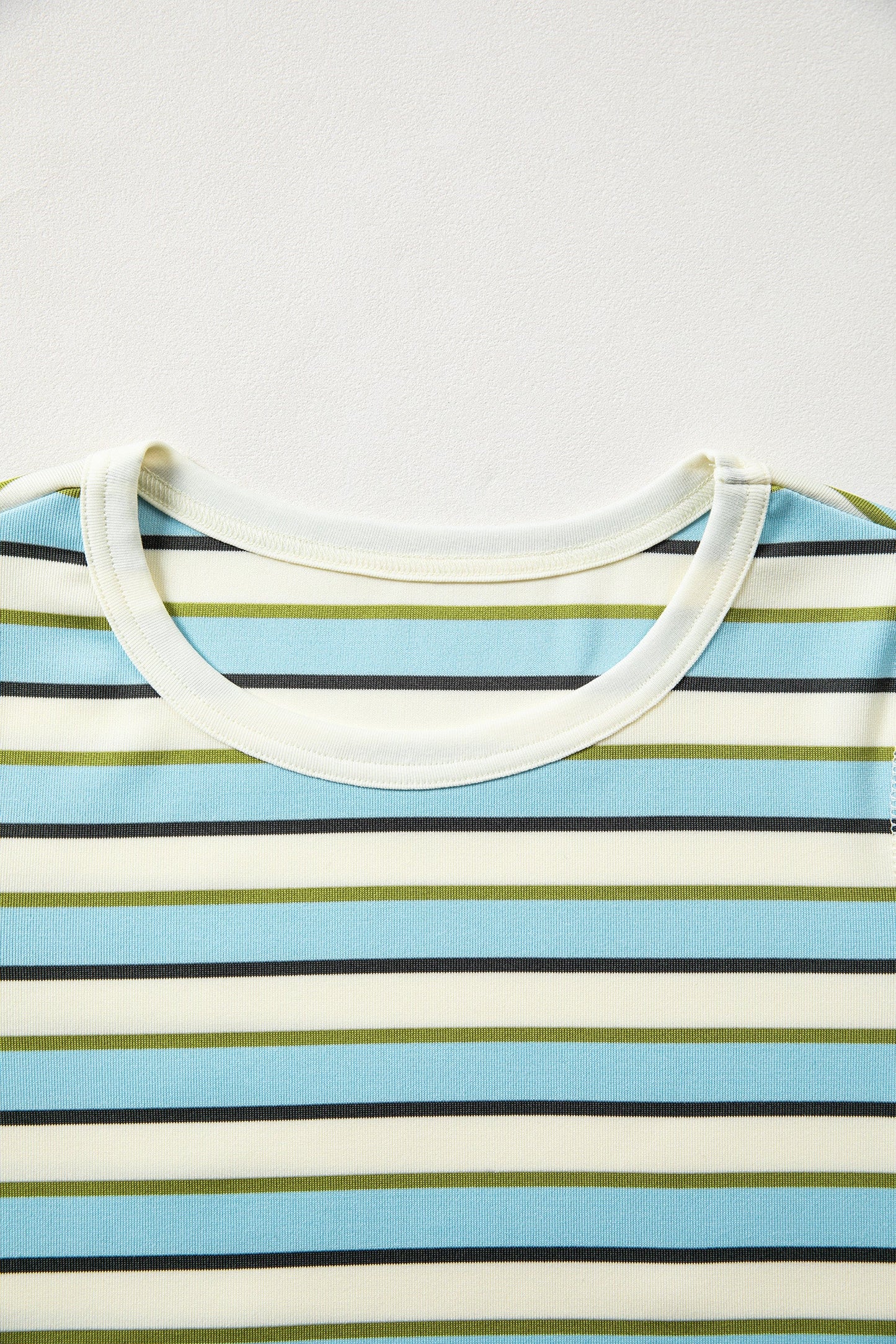 Stripe Round Neck Ribbed Knit Long Sleeve Top