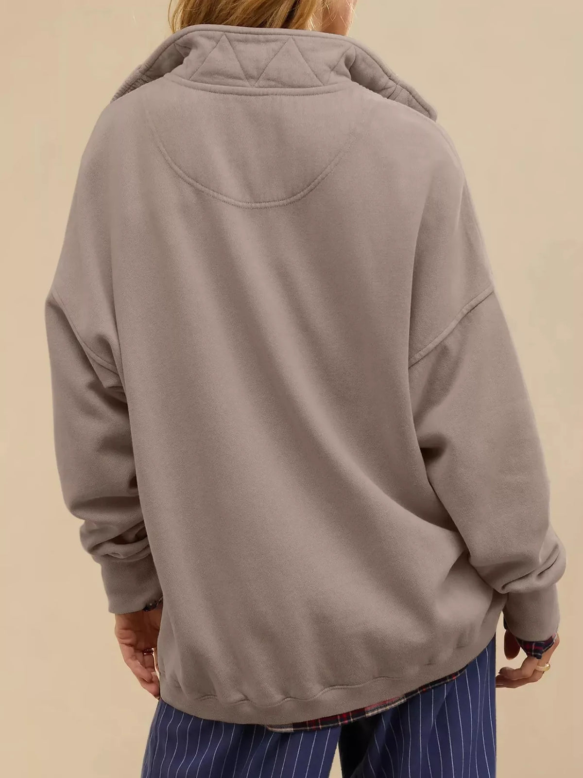 Half Snap Dropped Shoulder Sweatshirt