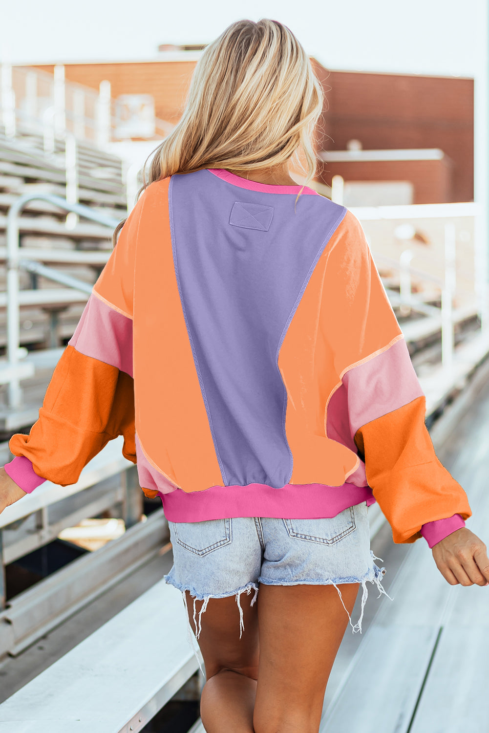 Aleia Exposed Stitching Oversize Top