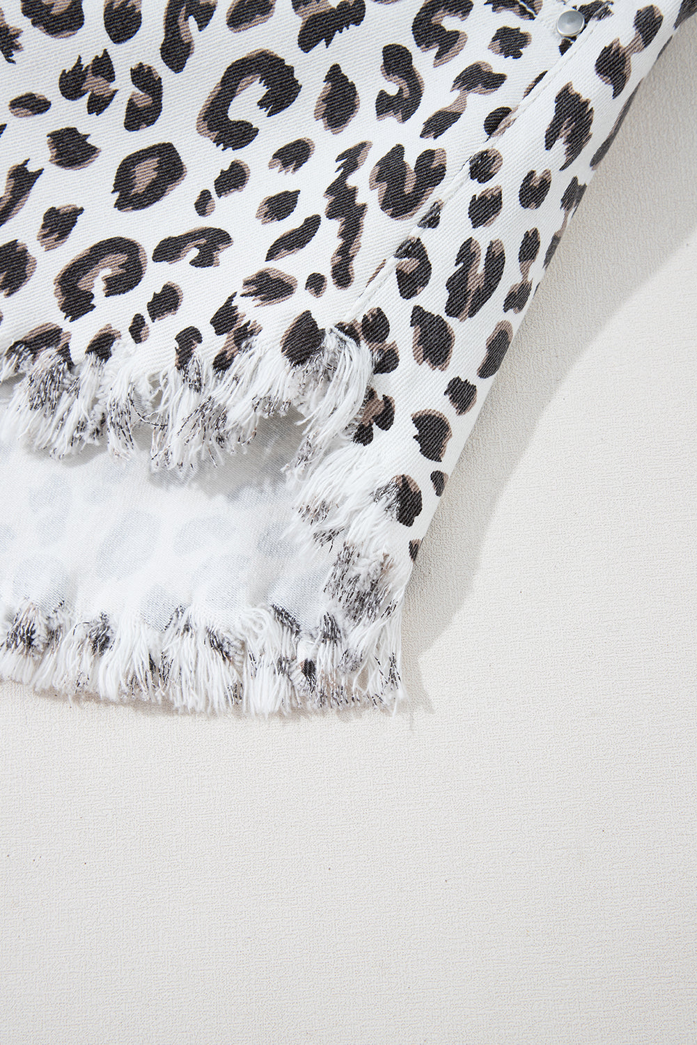 Leopard Frayed Hem Denim Shorts