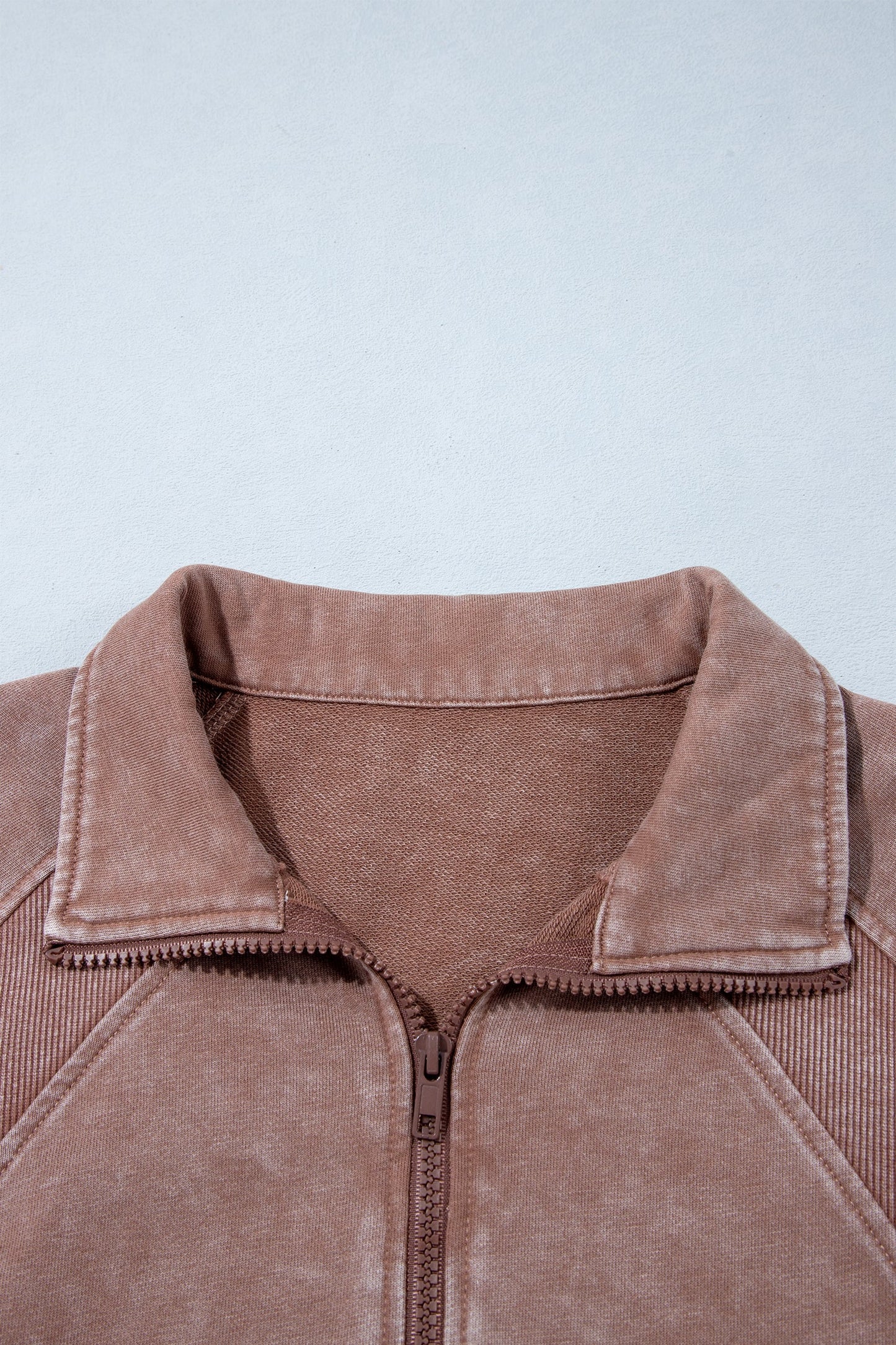 Mineral Wash Half-Zip Ribbed Hem Sweatshirt