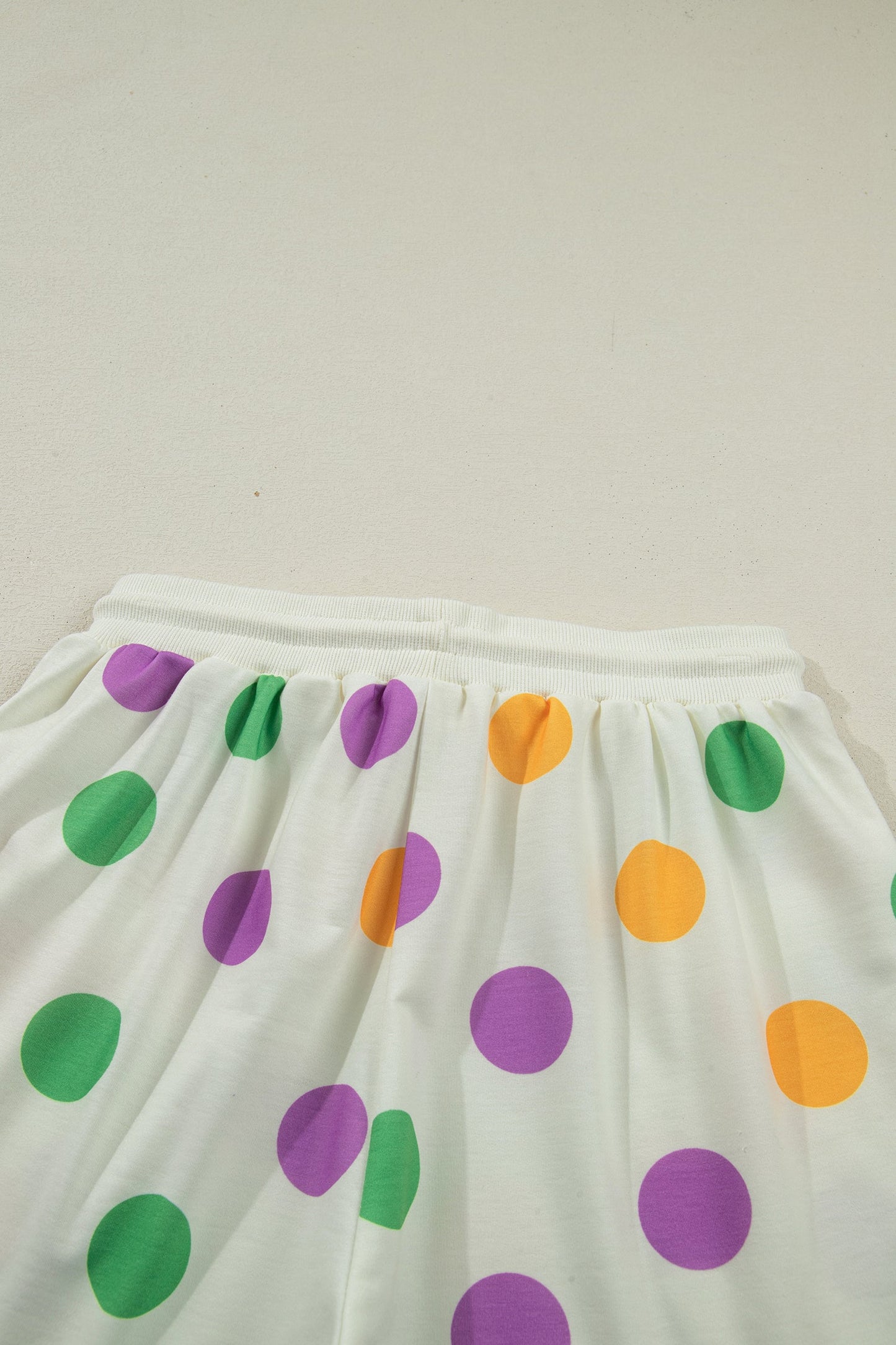 Polka Dot Pullover and Drawstring Shorts Set