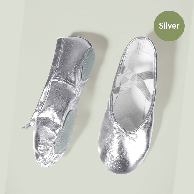Soft-soled Practice PU Leather Cat-claw Gold And Silver Dance Shoes