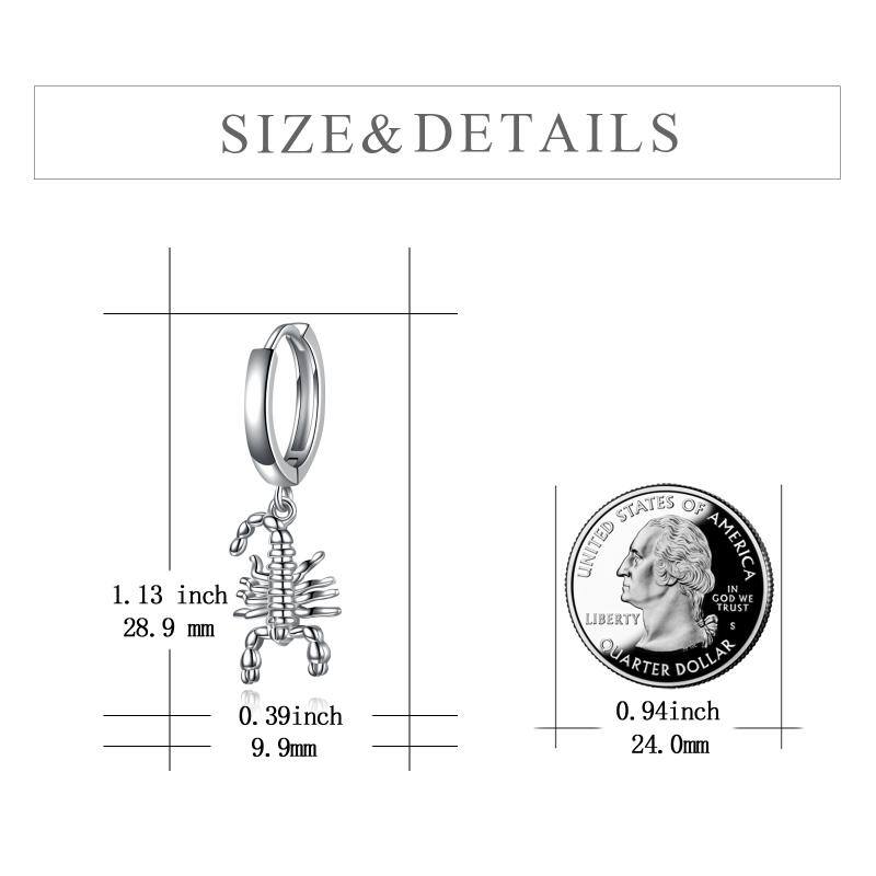 Sterling Silver Scorpion Hanging Clip On Hoop Earrings