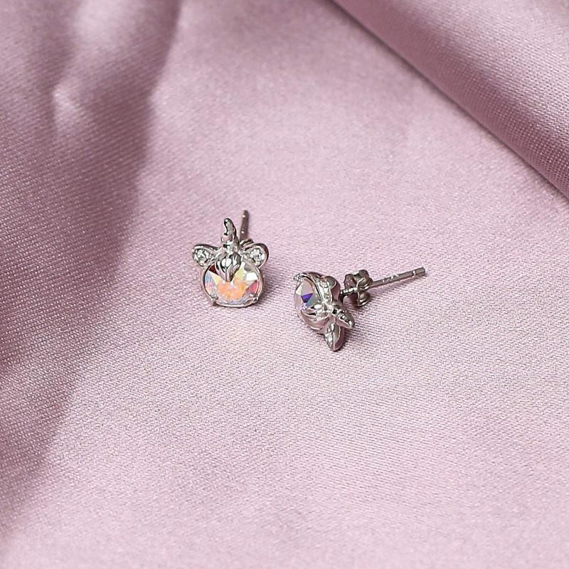 Sterling Silver Unicorn Earrings Aurore Boreale Crystal from Austria Hypoallergenic Stud Earrings Gifts for Women