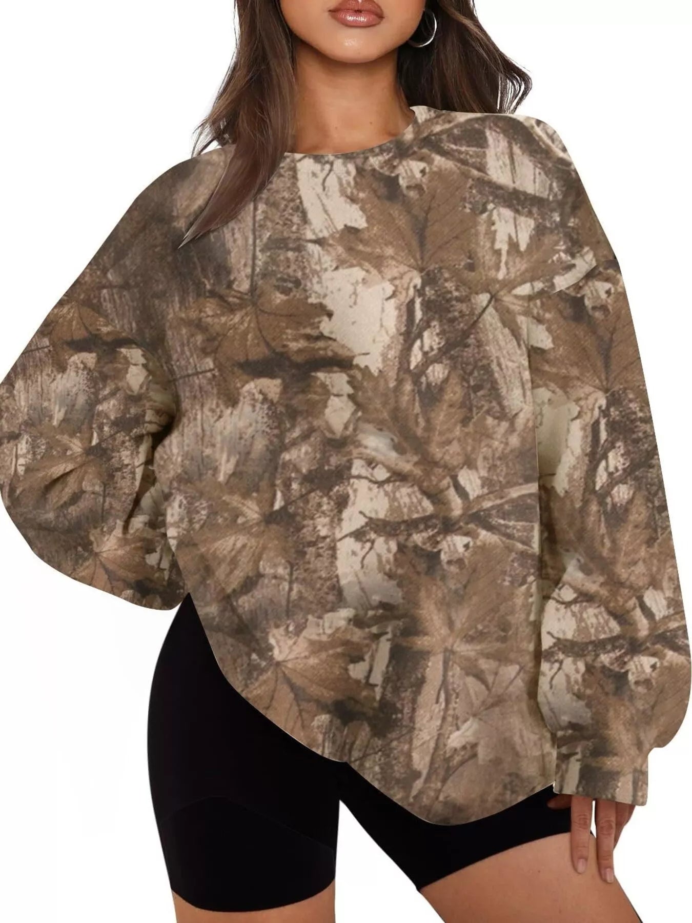 Oversized Printed Crew Neck Sweatshirt