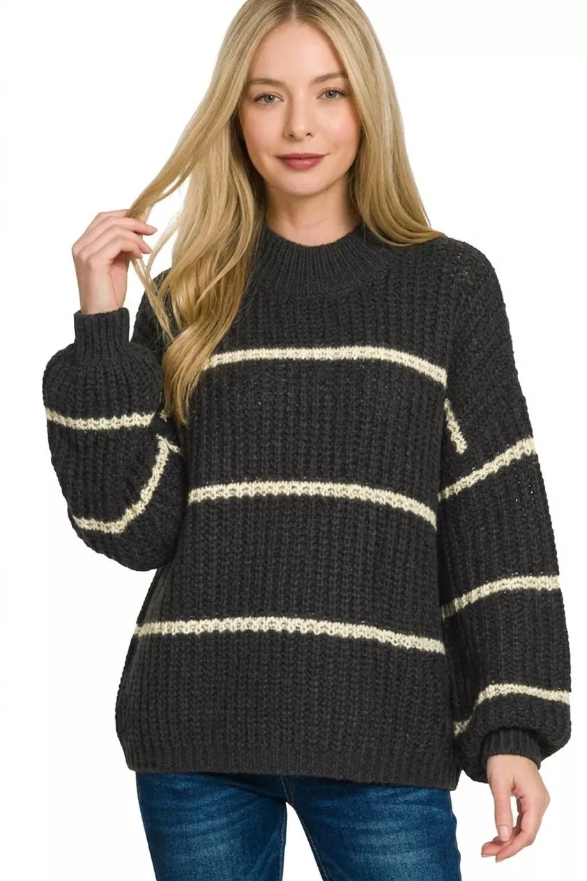 Zenana Oversize Striped Sweater