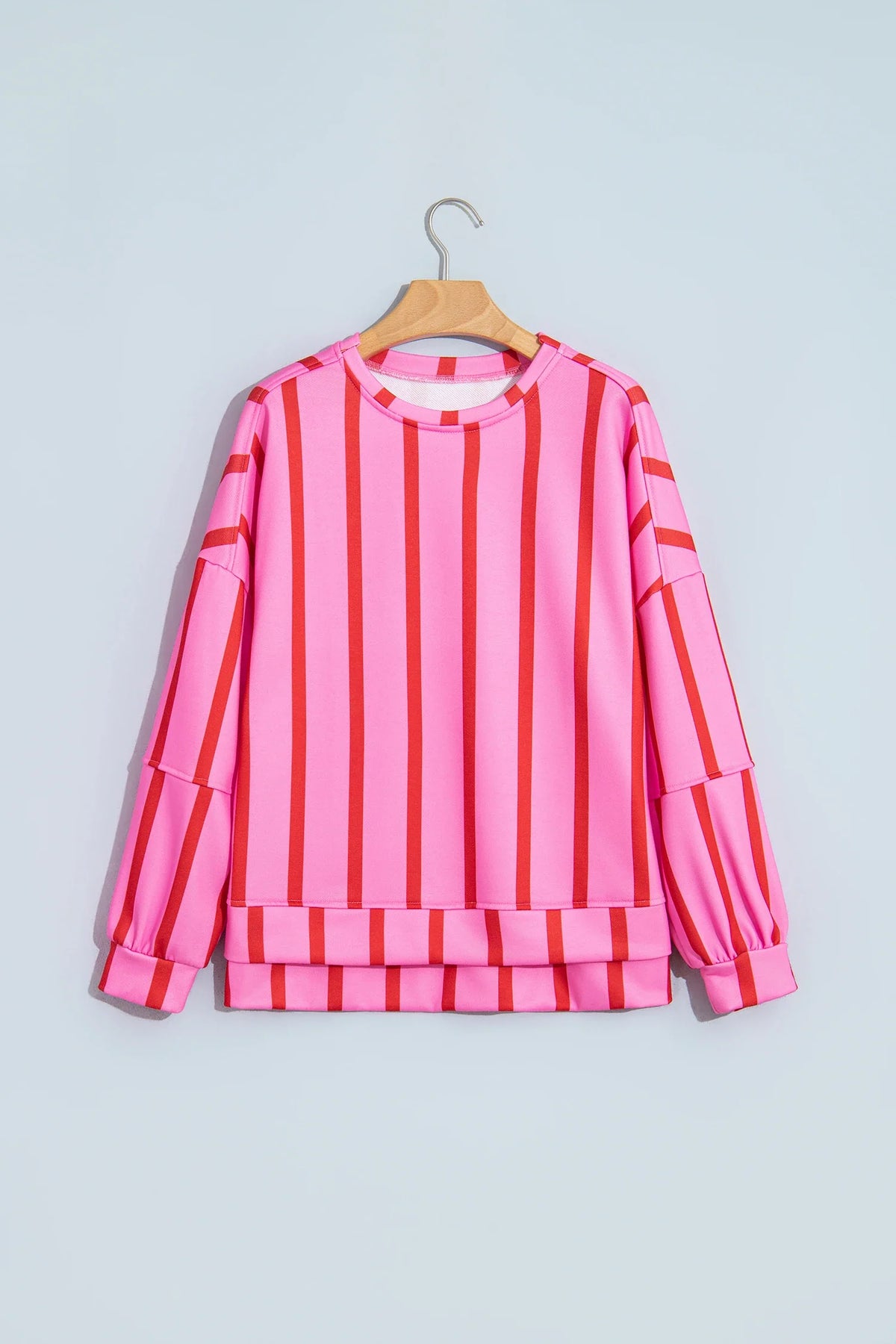Stripe Drop Shoulder High Low Hem Sweatshirt