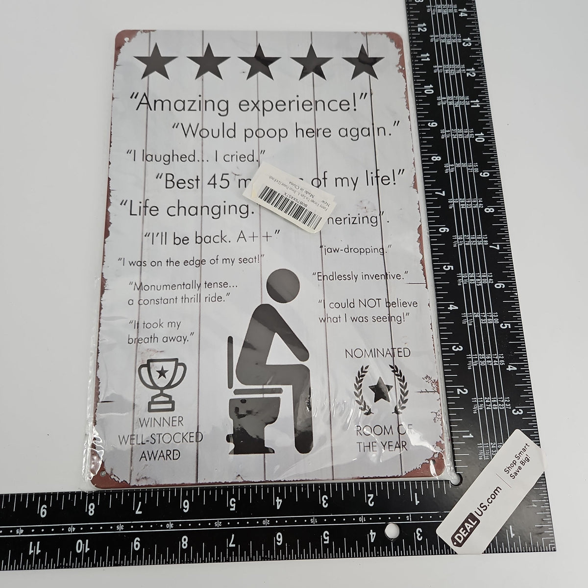 Funny Vintage Tin Sign, Review Quotes, 12 x 8 Inch