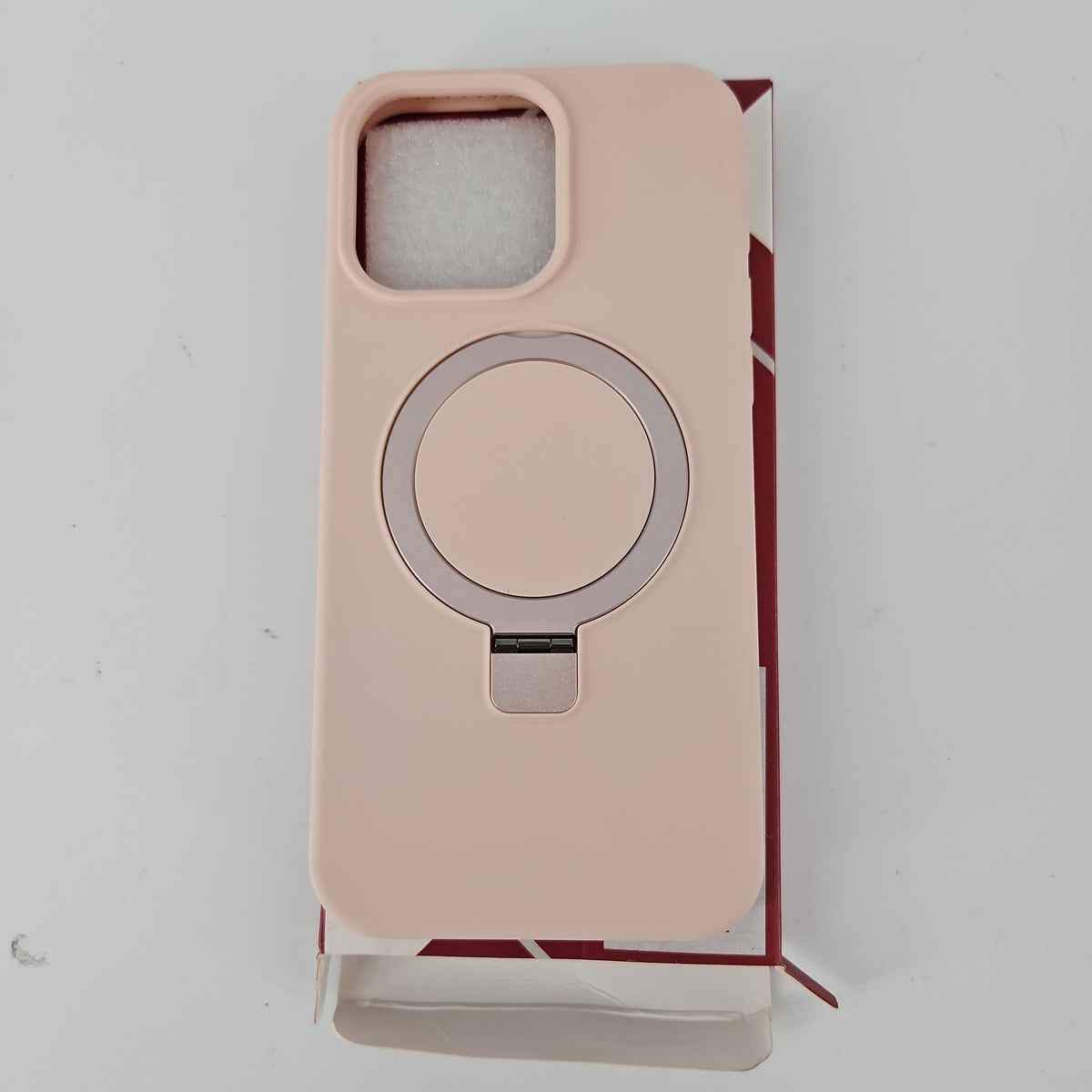 [Like New] LOHASIC MagSafe Silicone Case with Ring Stand for iPhone 15 Pro Max, Pink