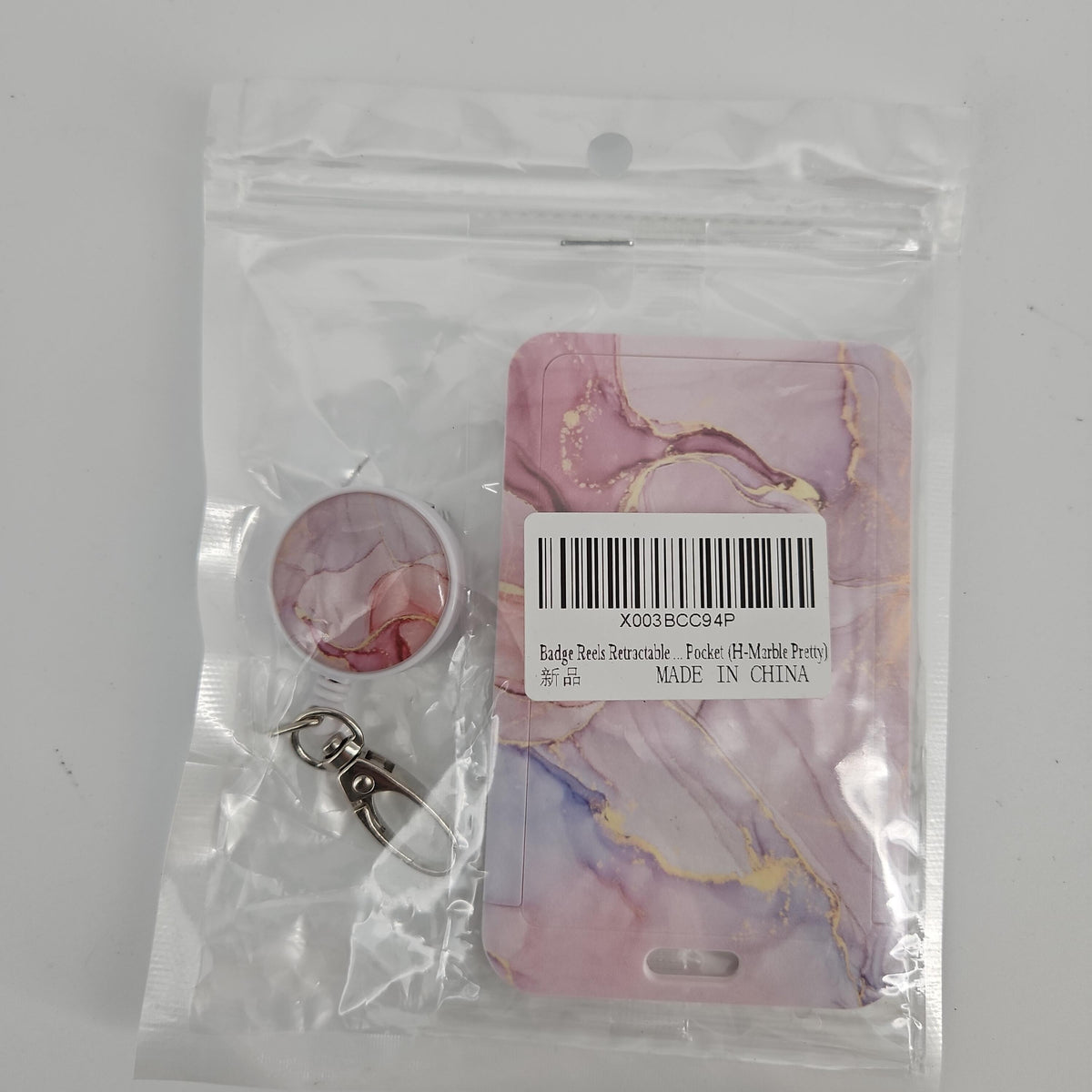 H-Marble Pretty Retractable Badge Reel with Badge Pocket