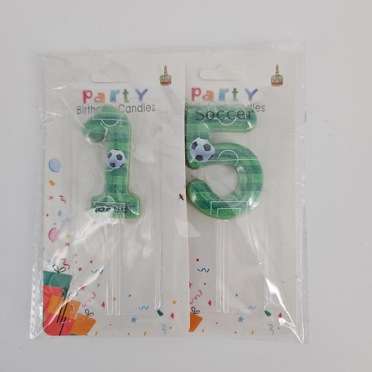 Green Soccer Birthday Number Candles, 1 and 5 (LZ-ZQLZ15)