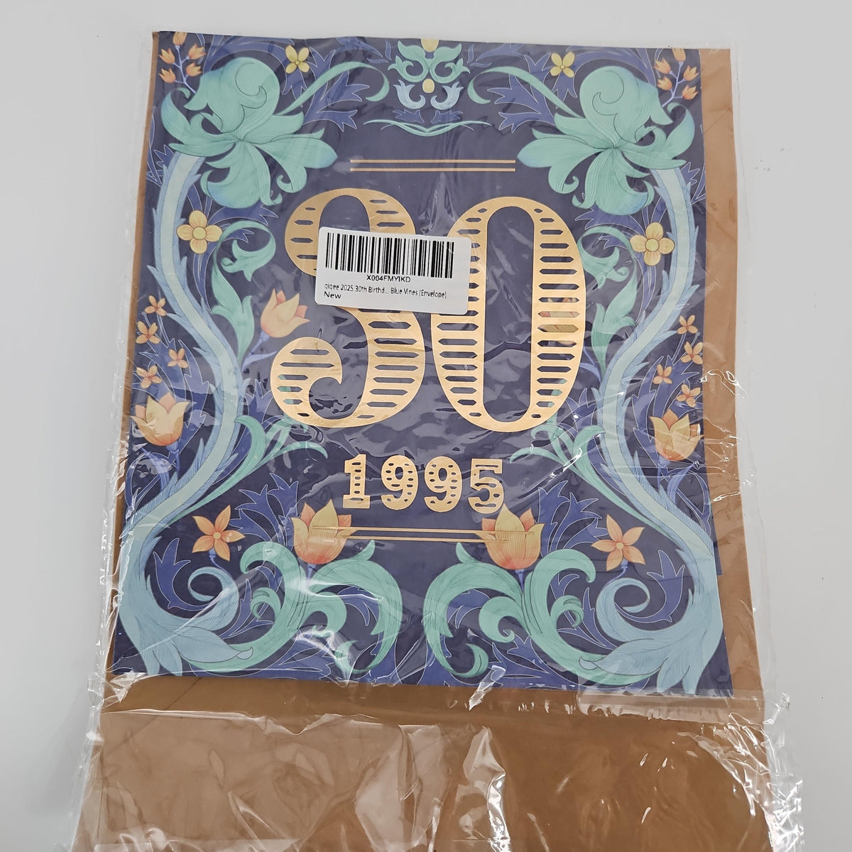 Qigee 30th Birthday Card, Blue Vines, 1995