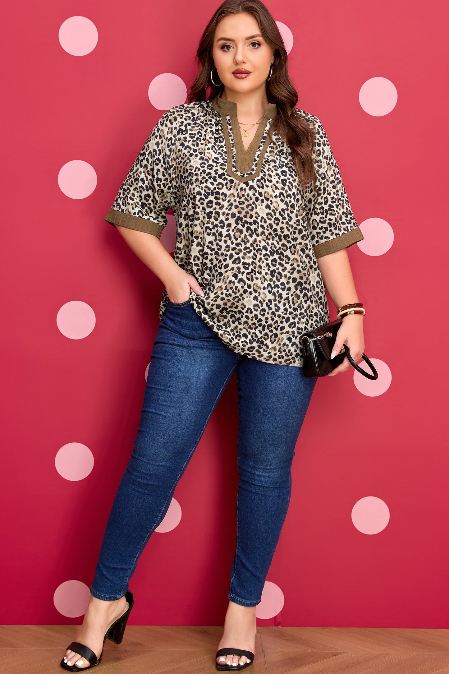 Kahlani Crinkled Colorblock Patchwork PLUS Blouse