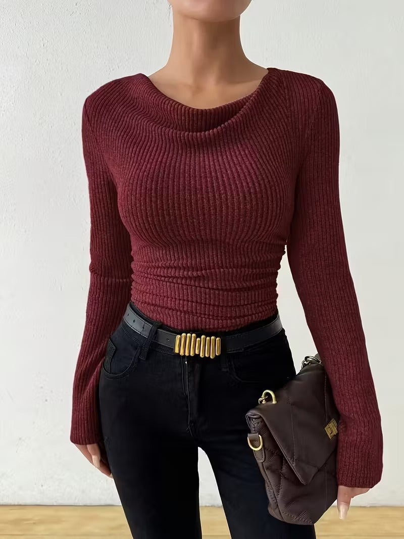 Cross Border European And American Women S Fashion 2026 Fall Winter Best Sellers Solid Color Sweaters Women's Long Sleeve Knit Tops  Casual Tops