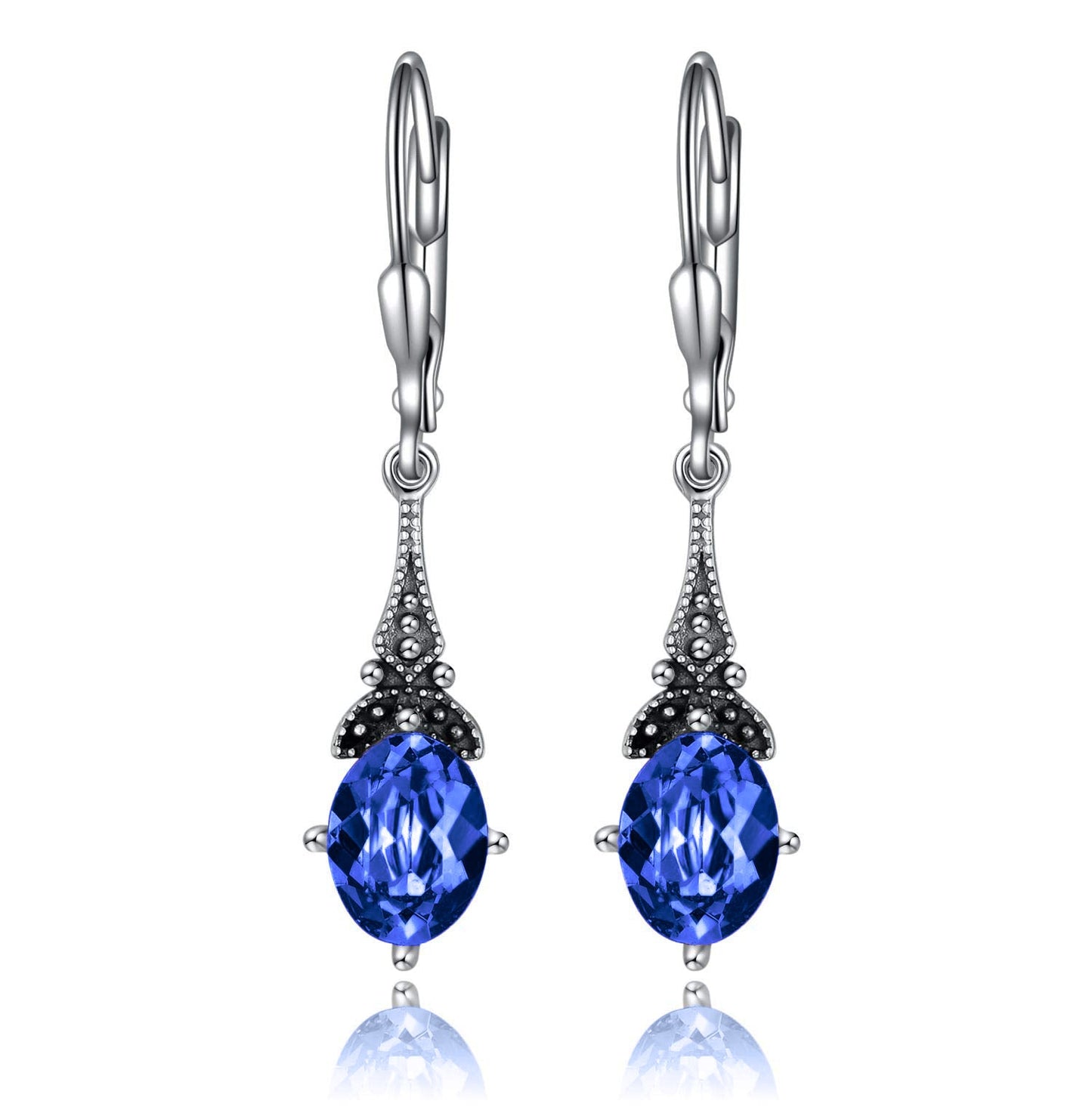 Leverback Drop Earrings Sterling Silver Retro Vintage Earrings With Oval Crystal Birthstone Earrings Gifts For Women Girls
