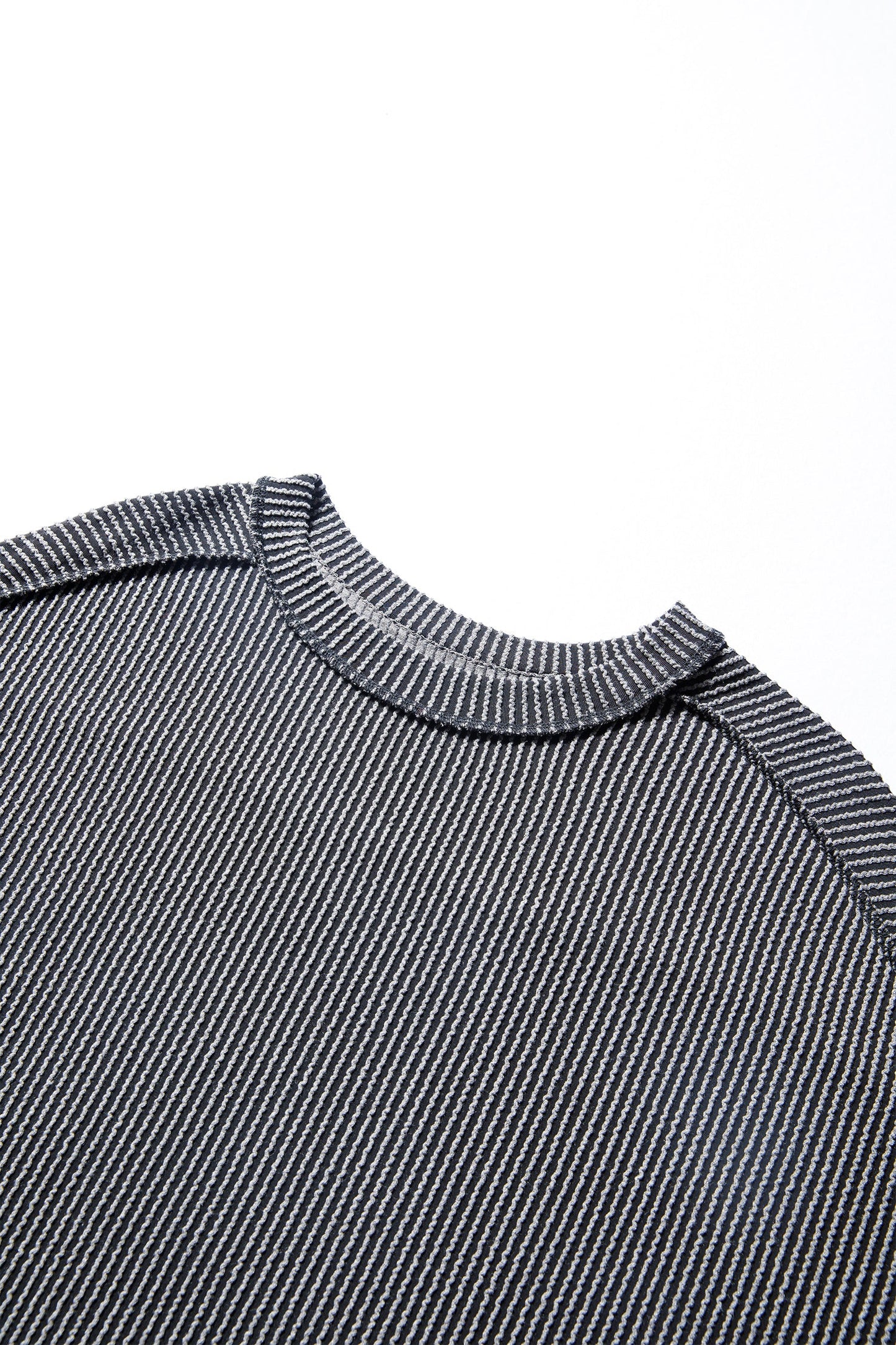 Solid Corded Knit Long Sleeve Top
