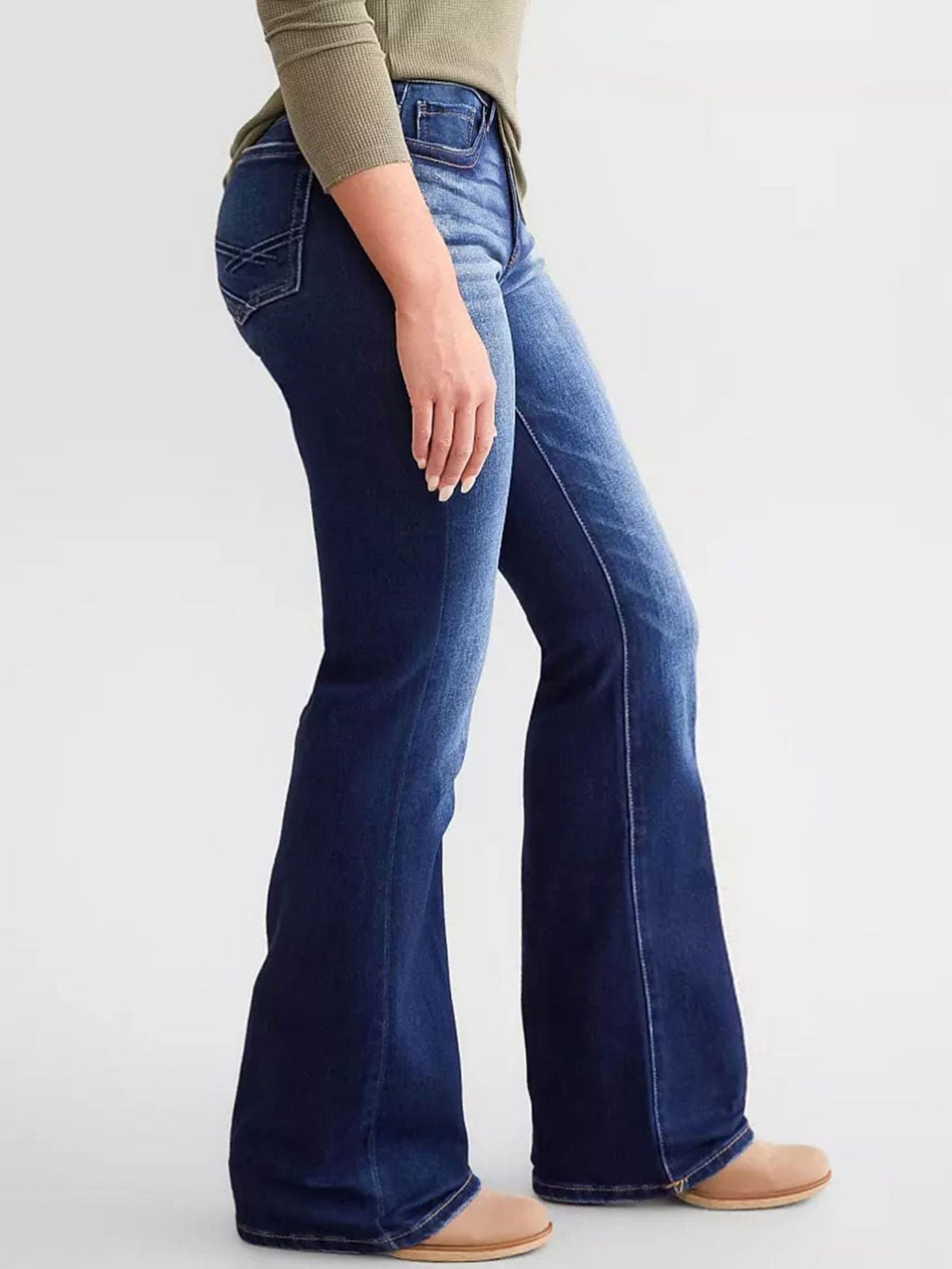 Women Washed Distressed Flare Denim Jeans Stretch Slim Fit Pants for Outdoor Activities Daily Casual Street Outfits