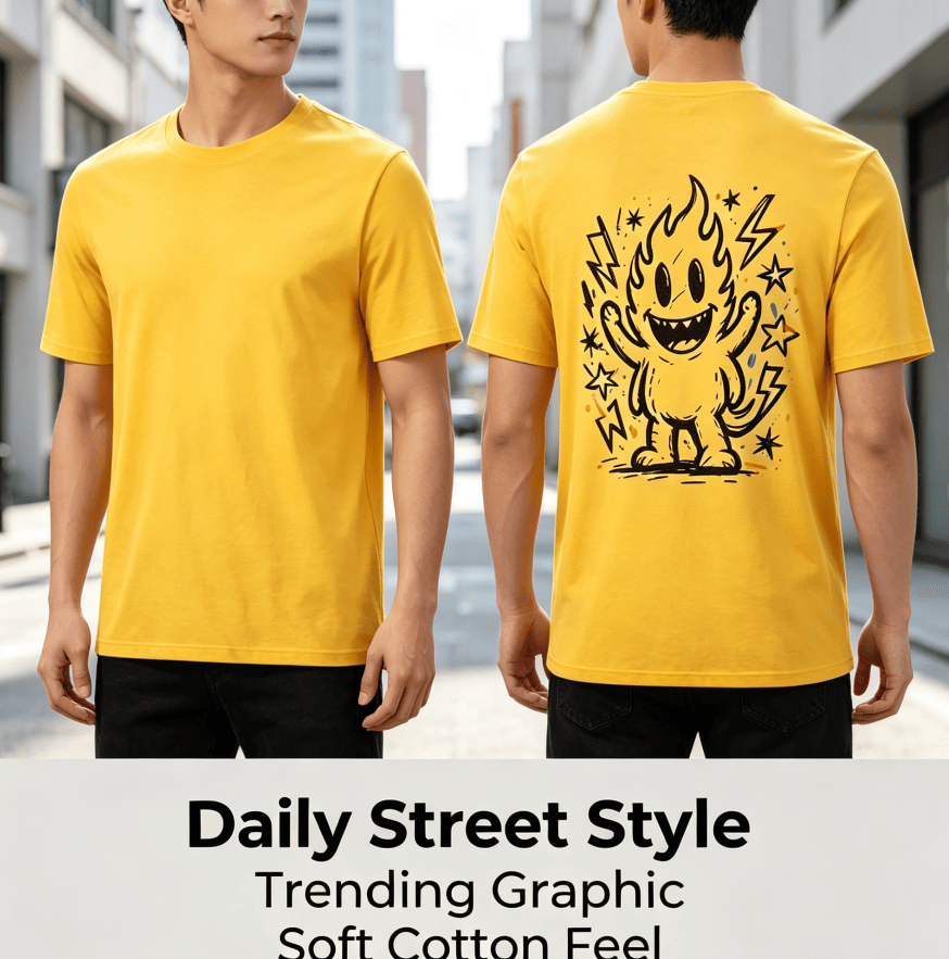 Customized pattern cotton short-sleeve T-shirt, colorful splashing smile print on the back, customizable picture and text personalized T-shirt, men's and women's same style casual loose everyday stre