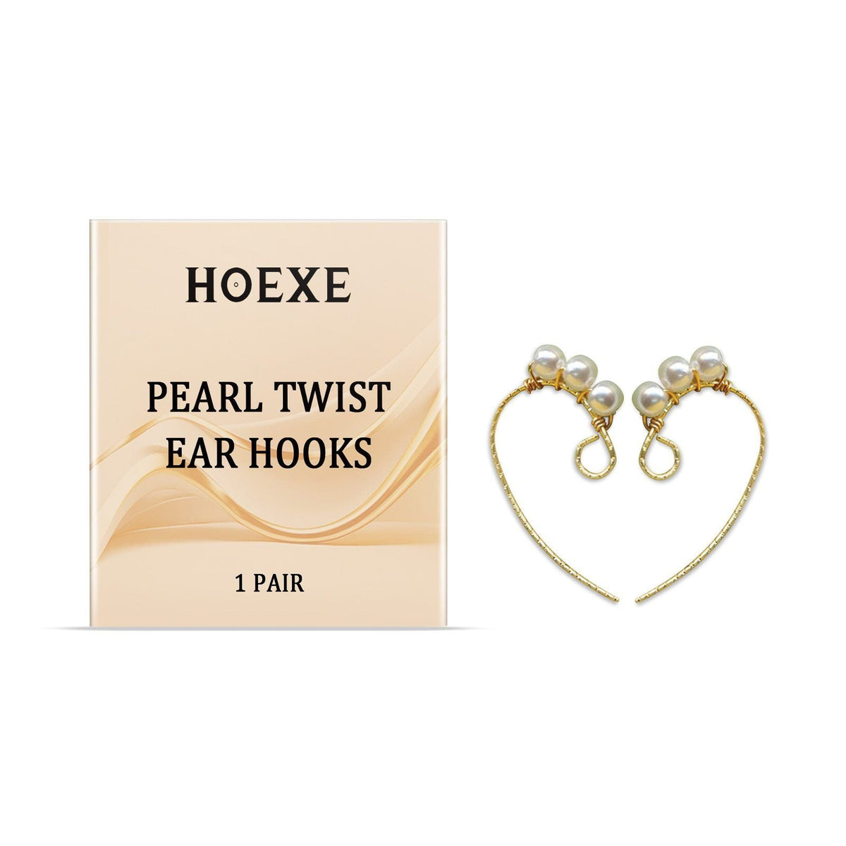 HOEXE Pearl Accent Twist Ear Hooks, 1 Pair