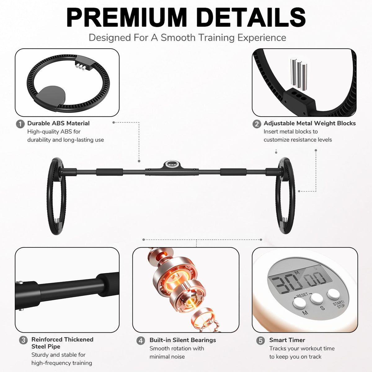 Adjustable Arms Exercise Wheel, Portable Forearm & Wrist Training Big Swing Wheel Trainer