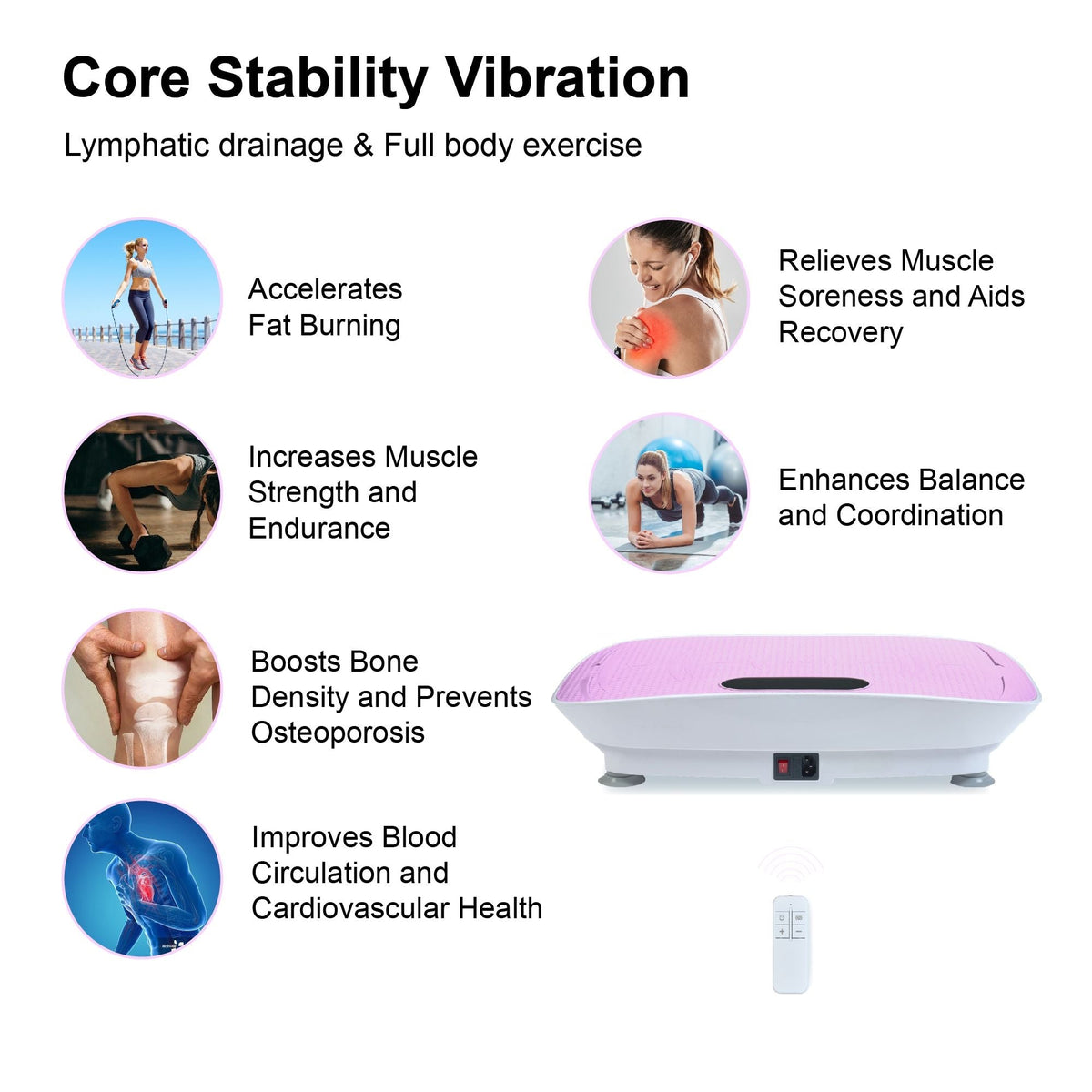 Silent Vibration Platform Crazy Fitness Massage 10-Frequency Weight Loss & Fat Burner Body Shaking Machine For Unisex Pink