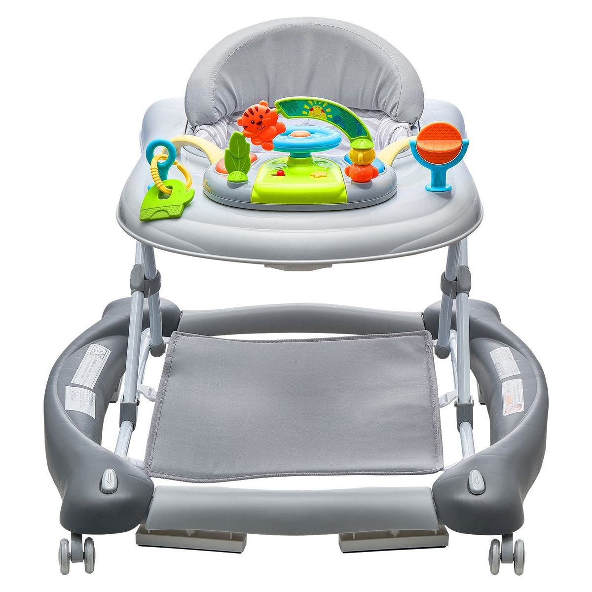 4-in-1 Baby Walker, Foldable Baby Activity Center on Wheels, 3 Adjustable Height, Music & Toys Tray, Learning-Seated | Walk-Behind | Rocker | Bouncer Toddler Walker for Girls Boys 6-24 Months