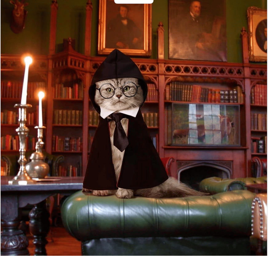 Cat Halloween Costume - Pet Wizard Costumes Mantle Magician Cosplay Clothes with Bowtie & Glasses Set, Festival Party Apparel for Small Pets Cats Dogs