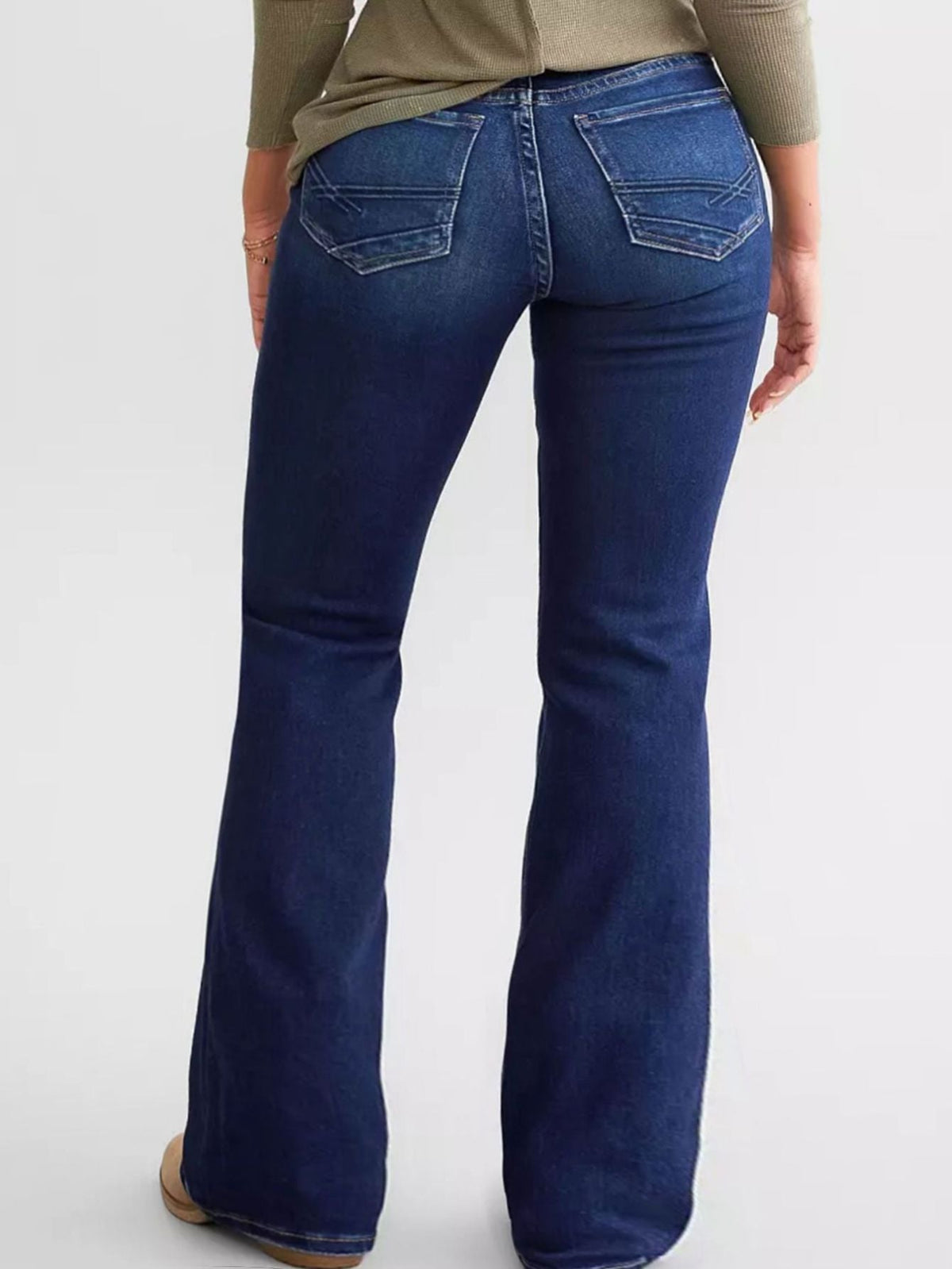 Women Washed Distressed Flare Denim Jeans Stretch Slim Fit Pants for Outdoor Activities Daily Casual Street Outfits