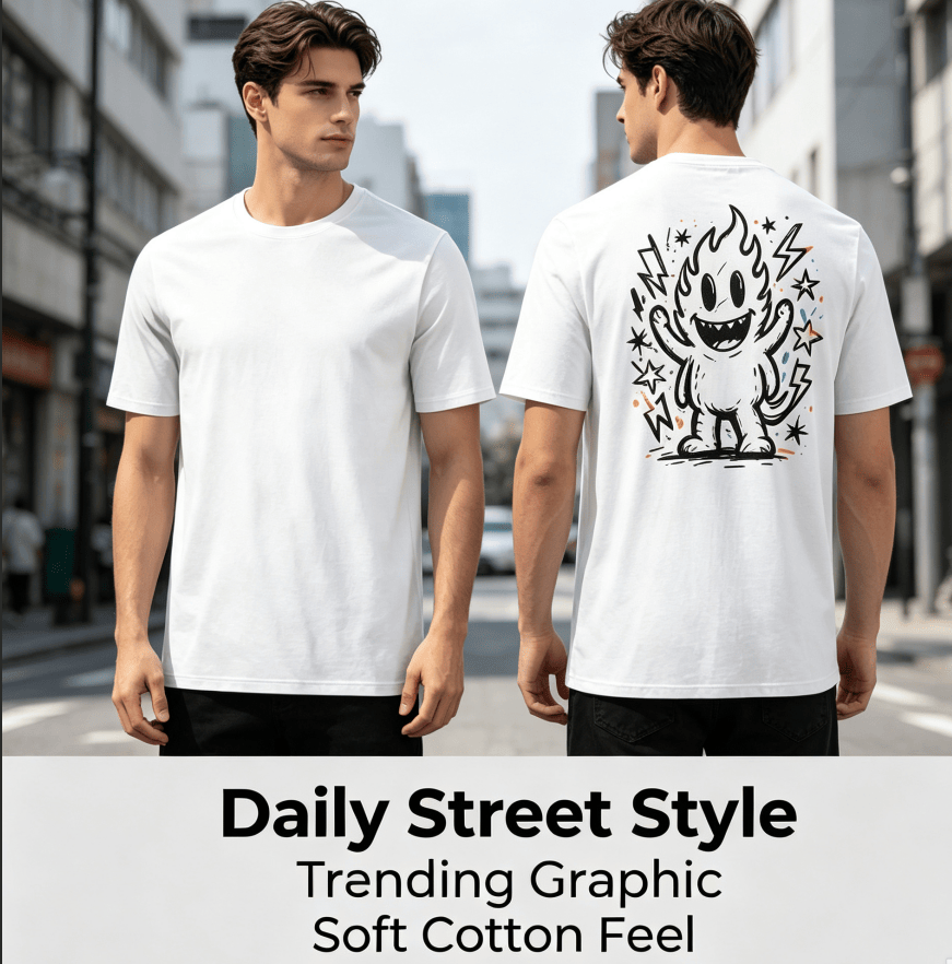 Customized pattern cotton short-sleeve T-shirt, colorful splashing smile print on the back, customizable picture and text personalized T-shirt, men's and women's same style casual loose everyday stre