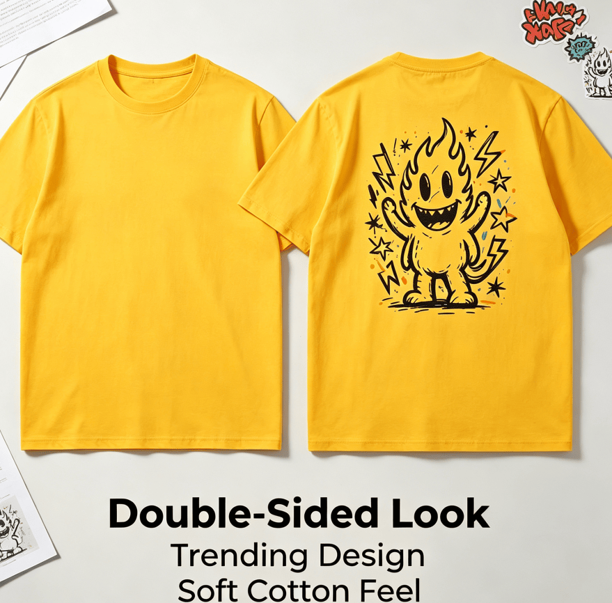 Customized pattern cotton short-sleeve T-shirt, colorful splashing smile print on the back, customizable picture and text personalized T-shirt, men's and women's same style casual loose everyday stre