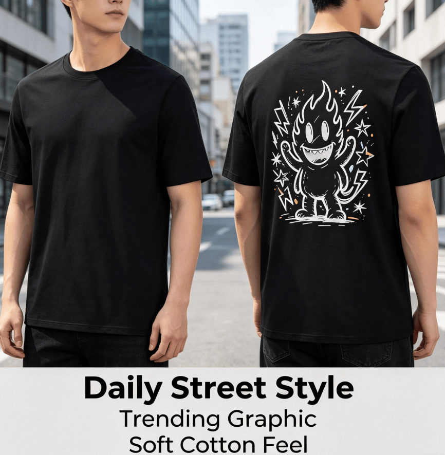Customized pattern cotton short-sleeve T-shirt, colorful splashing smile print on the back, customizable picture and text personalized T-shirt, men's and women's same style casual loose everyday stre