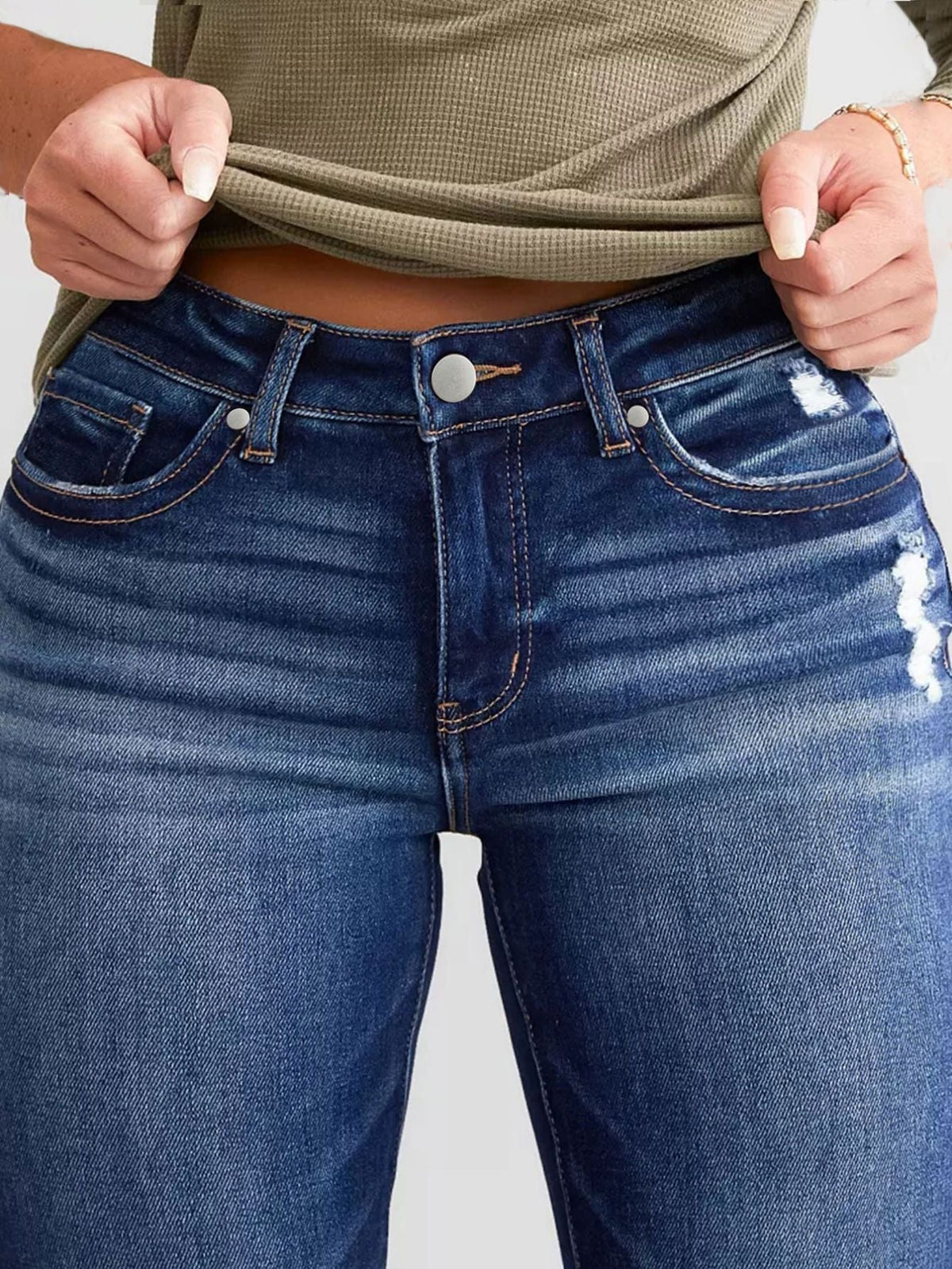Women Washed Distressed Flare Denim Jeans Stretch Slim Fit Pants for Outdoor Activities Daily Casual Street Outfits