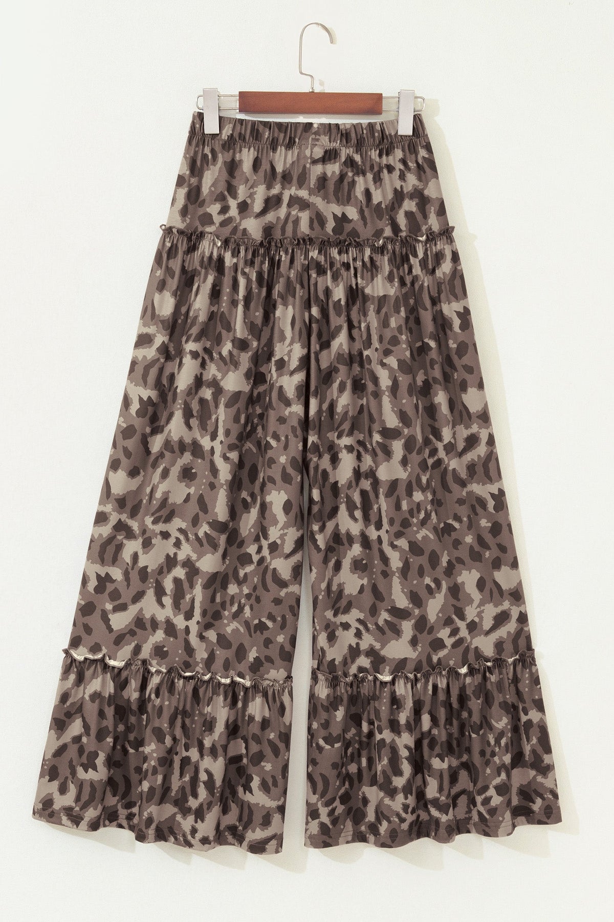 Camo & Leopard Ruffle Tiered Wide Leg Pants