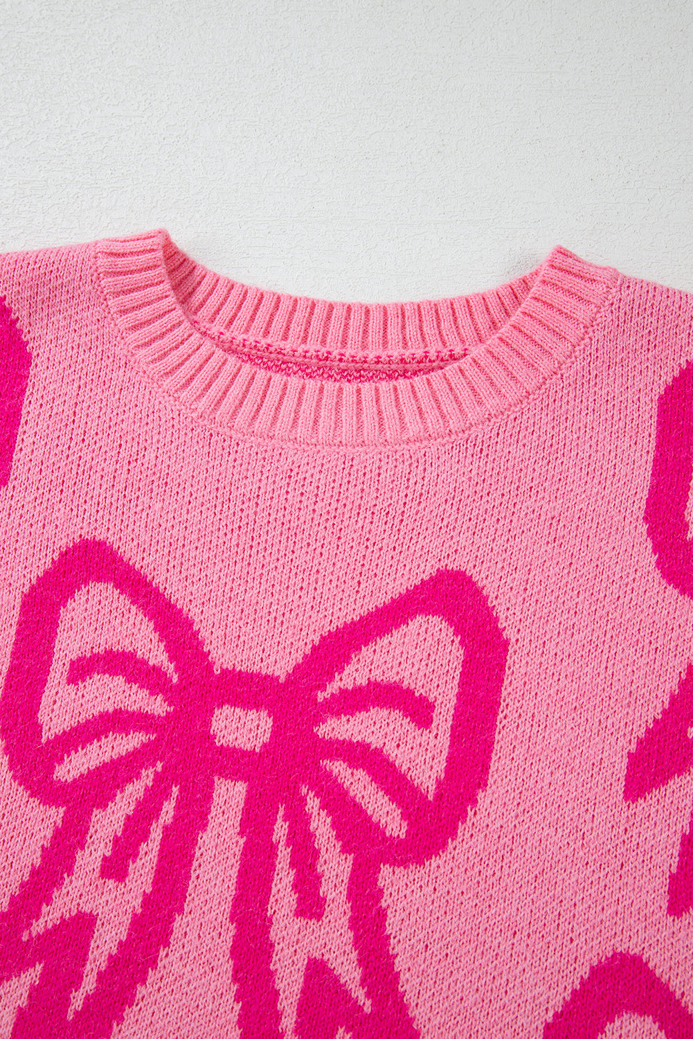 Bow Drop Shoulder Long Sleeve Sweater