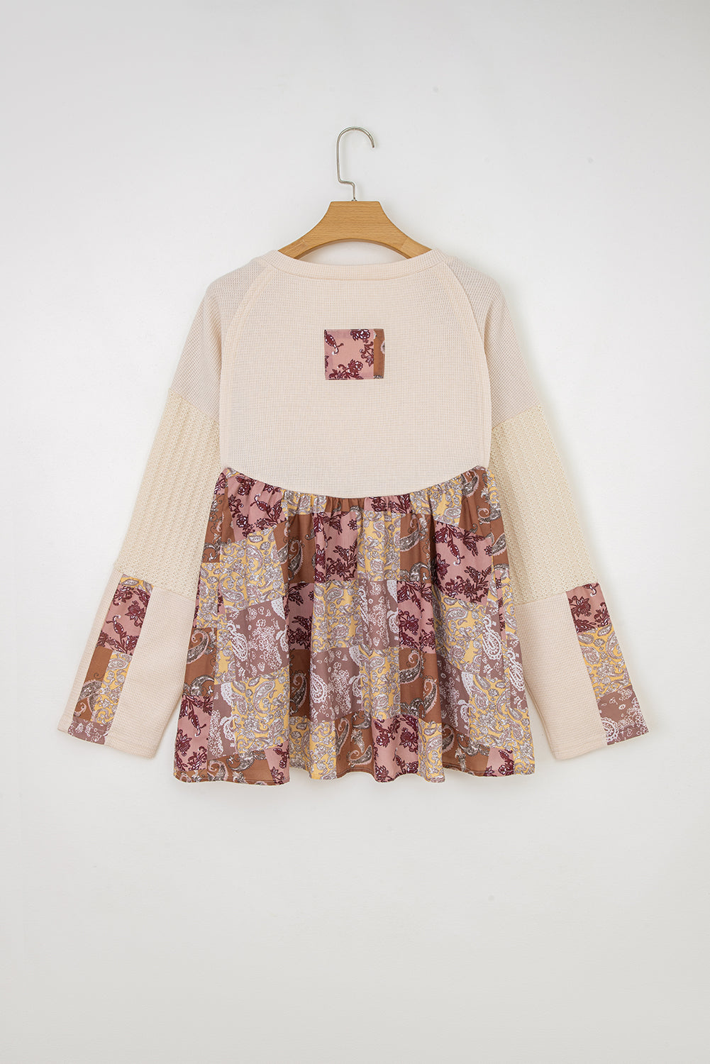 Boho Paisley Patchwork Long Sleeve Top