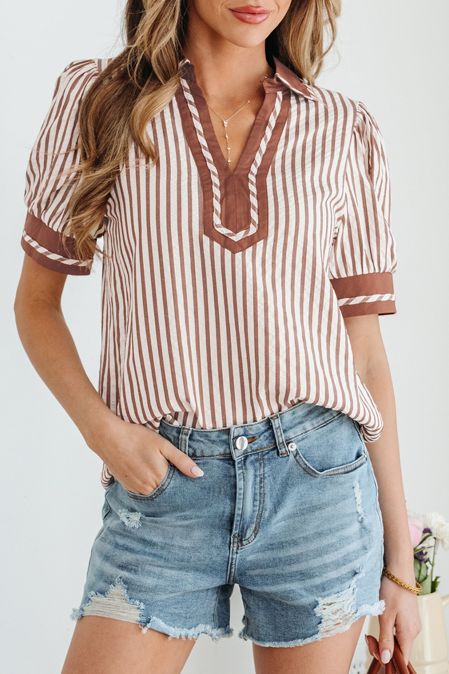 Romina Short Bubble Sleeve Blouse